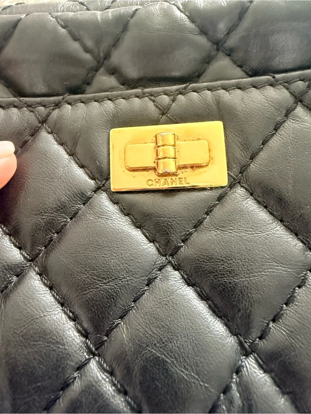CHANEL Black Quilted Mini Camera Bag with Gold Chain